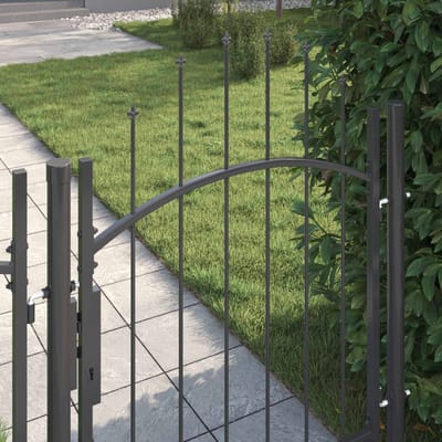 vidaXL - Tuinpoort - WOERDEN - 150 - x - 100 - cm - Staal - Grijs - Vergrendelbaar