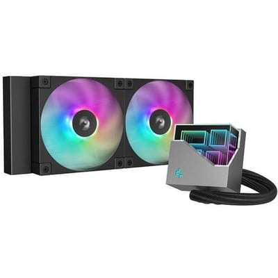 DeepCool LT240 ARGB Designer Liquid CPU Cooler, 240mm 5th Gen Pump 3400RPM AIO, FD12 ARGB Daisy Chainable Fans, Multidimensional Infinity Mirror Block, 5V A-RGB Software Control, Grey/Black