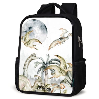 NoBoringSuitcases.com® - Rugzak zwart - Schooltas jongen & meisje - Dino's in de jungle - Rugtas voor school - Boekentas kind - Schoolrugzak - Kinderrugzak