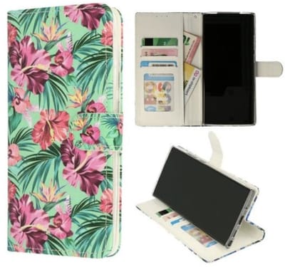 Cityhoesje Bookcase iPhone 14 Pro – Print Bloemen Tropical