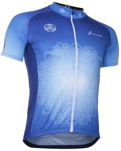 Fortissima Wielershirt Dames - Mandala Blue – Fietsshirt - Maat XS