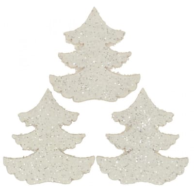 Strooidecoratie kerstboom wit glitter 4cm 72 st, 72 Stück