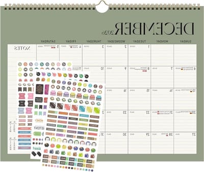 Wandkalender 2025-2026 - Maandkalender Planner - Tijd Beheer - 18 Maanden Dekking - 292 x 368 cm - Groen