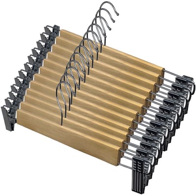 Concorde broeken/rokken kledinghangers - set 12x stuks - hout - 33 cm - Kledingkast hangers/kleerhangers/broekhangers