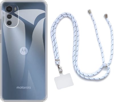 Casemania Hoesje Geschikt voor Motorola Moto E32 & E32S - Transparant & Koord Mist - Siliconen Back Cover
