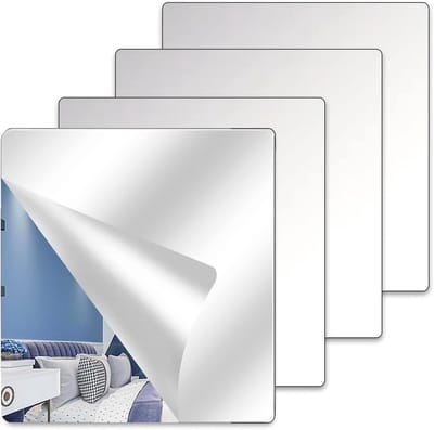 Decoratieve Zelfklevende Spiegeltegels - Set van 4 Stuks - 20cm x 20cm - Ideaal voor Wanden, Thuis en Fitnessruimtes - 3mm Dikte