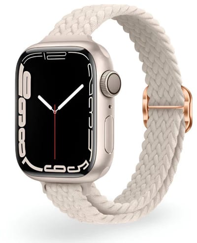 Stravo Slank Gevlochten Nylon Bandje – Geschikt voor Apple Watch 42mm (Series 11/10), 41mm (Series 9/8/7), 40mm (Series 6/5/4/, SE 1/2/3), 38mm (Series 3/2/1) – Roségouden Verstelbare Schuifsluiting – Comfortabel Horlogebandje – Starlight