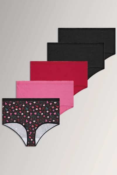 Yours Yourset Set Van 5 Rode Maxislips Met Kerstprintsize 42-44