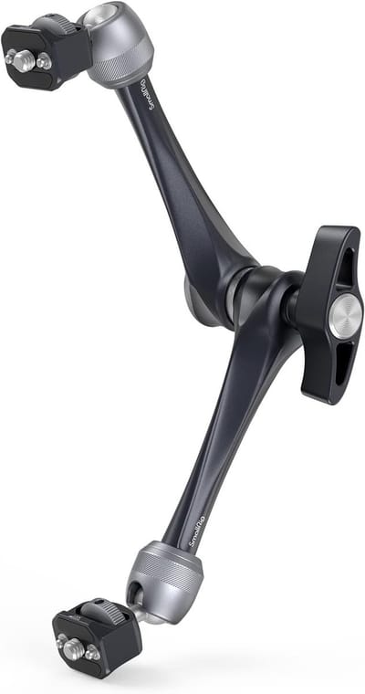 Robuuste Magic Arm van 11 Inch met Balhoofd, 1/4"-20 Schroeven en Antidraai Pins voor Monitoren, LED Verlichting en Actiecamera's - Maximaal 3kg Belastbaarheid