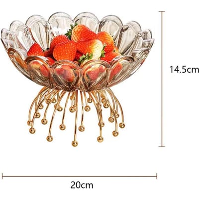 Europese Licht Luxe Fruitschaal Creatieve Woonkamer Salontafel Snacks Gedroogd Fruit Hoge Voet Glazen Schaal beige