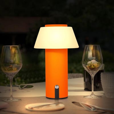 Draadloze paddestoel LED-tafellamp Aanraakdimbaar Oplaadbaar Warm wit Waterdicht- Draagbaar bedlampje voor binnen en buitenterrassen (Oranje)