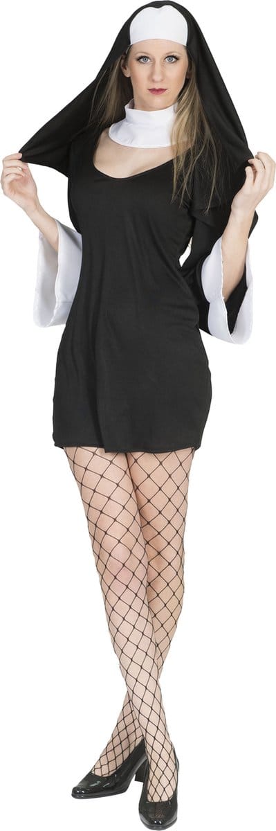 Funny Fashion - Non Kostuum - Chique Non Secretia - Vrouw - zwart - Maat 36-38 - Carnavalskleding - Verkleedkleding