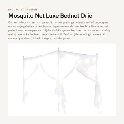 Dailygoods- Muggennet Luxe - Polyester - Drie Zijdelingse Openingen - Ademend Mesh - Prinsessenstijl - Eenvoudig te Reinigen - Insectennet