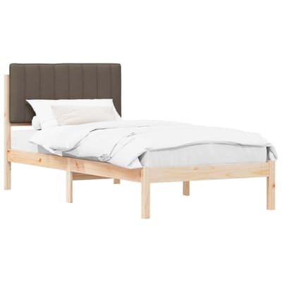 vidaXL - Bedframe - met - Gevoerde - Hoofdbord - Naturel - en - taupe - 90 - x - 200 - cm