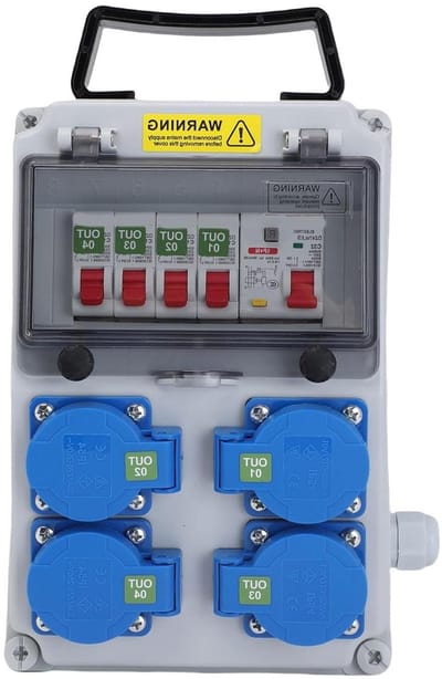 Mobiele Stopcontactdoos - Stroomverdeler - Buitenwerk - IP44 Waterdicht - 260x170x140mm - Grijs