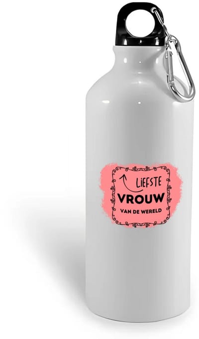 Hacebo® - liefste vrouw van de wereld waterfles - Vriend/vriendin - de liefste vrouw - valentijnsdag - verjaardag - cadeautje voor vriendin - kado - geschenk - water fles - 400ML
