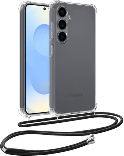 Hoesje - Geschikt voor Samsung Galaxy S25 - Met Koord - Shock Proof - Siliconen Case - Telefoonkoord - Back Cover - Telefoon Hoes Shockproof - Telefoonketting - Telefoonhoes - Transparant