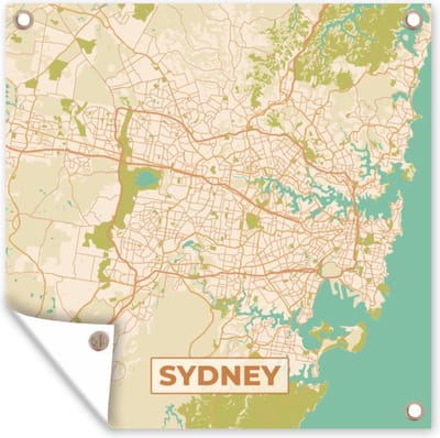 Tuin poster Sydney - Vintage - Plattegrond - Stadskaart - Kaart - 200x200 cm - Tuindoek