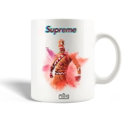 Mug en Céramique - Supreme - Fortnite - 30cl - Blanc - Compatible Lave-Vaisselle
