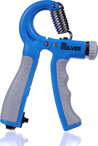 Pulver -Handtrainer 10 to 60kg met Vingertrainer - Handknijper- Knijphalter - Armtrainer – Gewichten - Hand knijper set - Handgripper - Hand gripper - grip - Onderarm trainer - Buigveer – Grip Trainer - Vinger - Hand spier - Fitness - Blauw