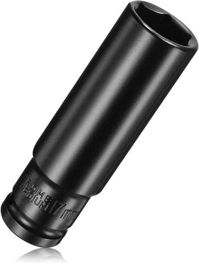Dailygoods - Steeksleutelbit zeskant 17 mm moer 1/2 inch zeskant krachtmoer van CV-staal, zeskantige dopsleutel, steeksleutelinzetstuk voor slagmoersleutel (78 mm lengte)