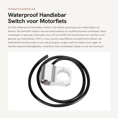 Dailygoods - Waterproof Handlebar Switch voor Motorfiets en Fiets - 25mm Verlichting Schakelaar