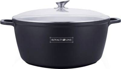 Royalty Line - Marble soep/braadpan - Met glazen deksel zwart - 34 CM. RL-BS34ML
