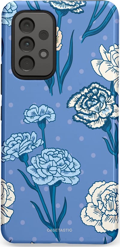 Casetastic hoesje geschikt voor Samsung Galaxy A53 (2022) 5G - Dubbellaagse bescherming - Anjer melange - Fashion Case - Lavendel Petrol Zilver
