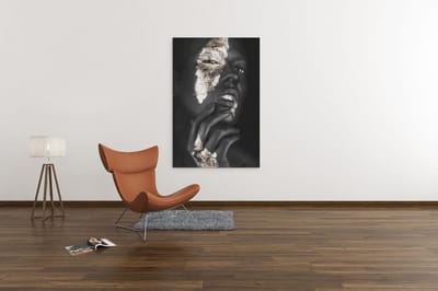 Canvas Schilderijen - Vrouw met Goud - Gezicht - Foto Print Op Canvas - Wanddecoratie - 150x100x2 cm