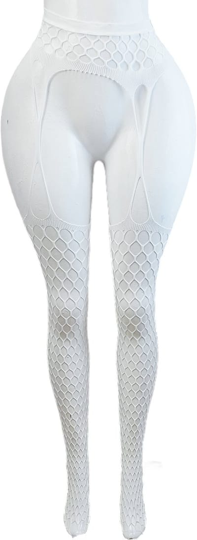 BamBella ® - Panty -Onesize - open kruis hoge kousen broek Dames - Onesize - sexy Erotische lingerie van kant wit