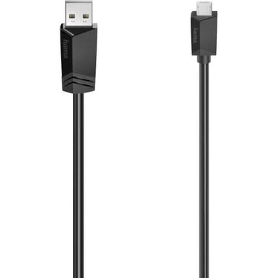 Hama USB-kabel USB 2.0 USB-micro-B stekker, USB-A stekker 1.50 m Zwart Afgeschermd (dubbel) 00200608