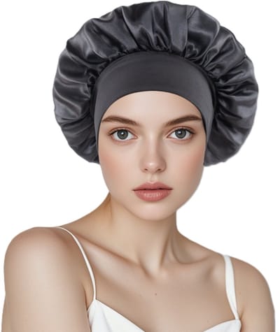 Elastische Satijnen Slaapmuts – Bonnet van Zacht Satijn – Haarnetje voor de Nacht – Anti-Pluis & Anti-Klit – Verstelbare en Comfortabele Bonnet - Zwart
