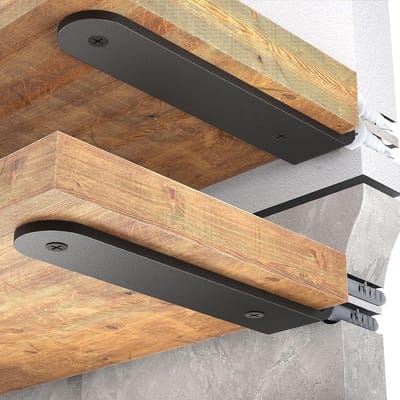 Famanu – Set van 4 zware metalen L-beugels voor planken, wandmontage, zwart, geschikt voor ondersteuning tot 70 kg