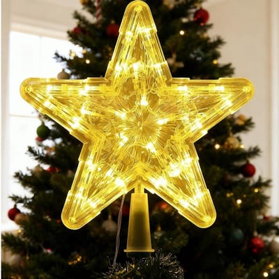 Kerstsparrenpunt ster - Transparante decoratie voor kerstboom, 23 cm, feestelijke versiering en kerstdecoratie