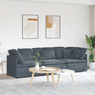 vidaXL - Modulaire - bank - met - kussens - fluweel - donkergrijs