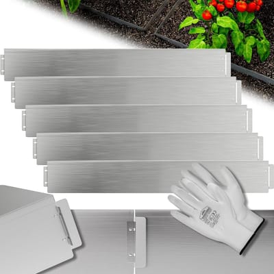 Borderrand Metaal - Tuinafboording Gazonrand - Tuin Afbakenen - Eenvoudig Plug-in Systeem - 10 Meter - Zilver