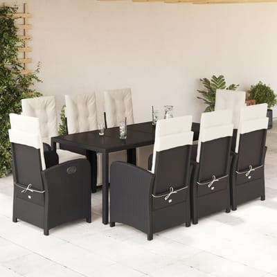 vidaXL - 9-delige - Tuinset - poly - rattan - zwart