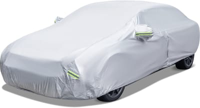 COSTWAY Afdekzeil, auto, weerbestendig, met ritssluiting en tas, autogarage volledige garage voor regen, sneeuw, zon, uv-bescherming, autoafdekking voor sedan/combi/SUV (voor sedan tot 431 cm)
