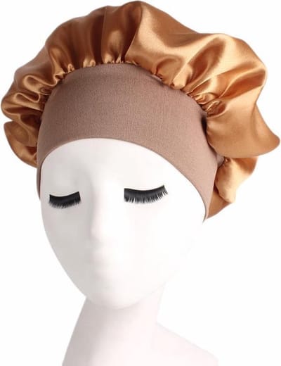 CHPN - Slaapmuts - Satijnen Slaapmuts - Haarbescherming - Slaap mutsje - Haarverzorging voor Dames -Elastisch - Nachtmuts - Sleep Cap - Goudkleurig