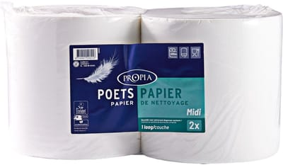 Propia - poetspapier 1 laags - midi - 2 rollen - 280 meter per rol - professional gebruik