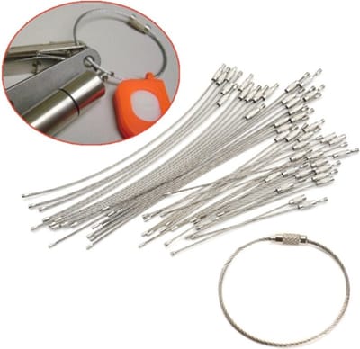Fako Bijoux - Staaldraad - Sleutelhanger - Sleutelring - Keychain - Sleutelringen - Sleutelbos Wire - RVS - 15cm - 10 Stuks