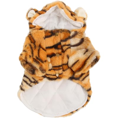 Halloween Honden Hoodie Tijgergraan Zacht Comfortabel Polyester Herfst Winter Warm Huisdierkleding voor L(for 6.5-9kg) koffie