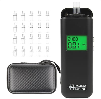 Timmers Trading Alcoholtester – Professionele Breathalyzer met LCD Display – Draagbare Blaastest – Nauwkeurige Alcoholmeter – Inclusief Mondstukken