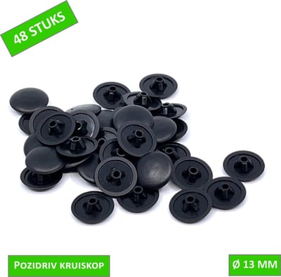 TQ4U Afdekkap voor Pozidriv 3 schroef - Ø 13 mm - Kunststof - Zwart - 48 stuks