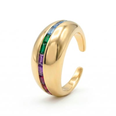 Bague en métal brillant Luxenter et alliage de zircone finie en or jaune 18 carats - Prukah Taille unique