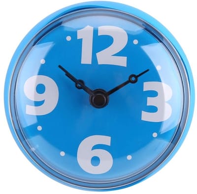 Dailygoody - Badkamerklok - Waterdicht - Zuignap wandklok - Blauw - Douche klok - Tijdsaanduiding - Geschikt voor badkamer - Blauw