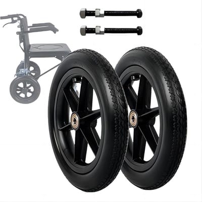 Rolstoel achterwielen - Vervangende wielen - Mobiliteit verbeteren - Massieve banden - 12 inch - Zwart