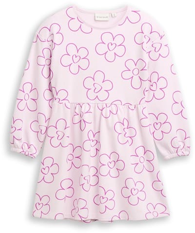 Tom Tailor - Sweaterjurk met bloemenpatroon - Maat 92/98 - neon lilac flower print