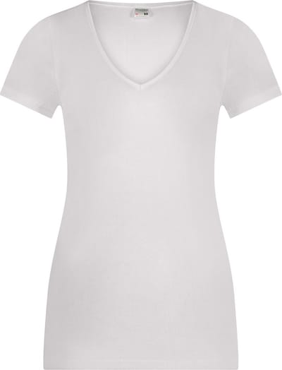 Dames ondershirt Beeren met V-hals en korte mouw M3000 Wit - maat M