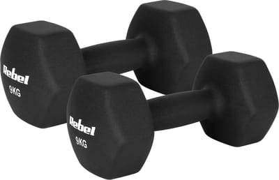 Rebel HEX Serie - Gietijzeren Hantels - 2x9kg - Neopreen Coating - Hexagonale Vorm